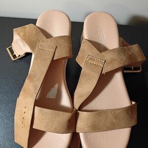 Size 9 Tan Sandals with Gold Buckle Forever 21